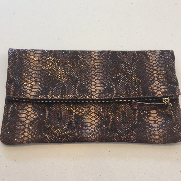 Clare V Handbags - Clare V Snake Embossed Fold Over Clutch